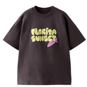 Zara Kids Chocolate Brown'Florida Sunset' Tee